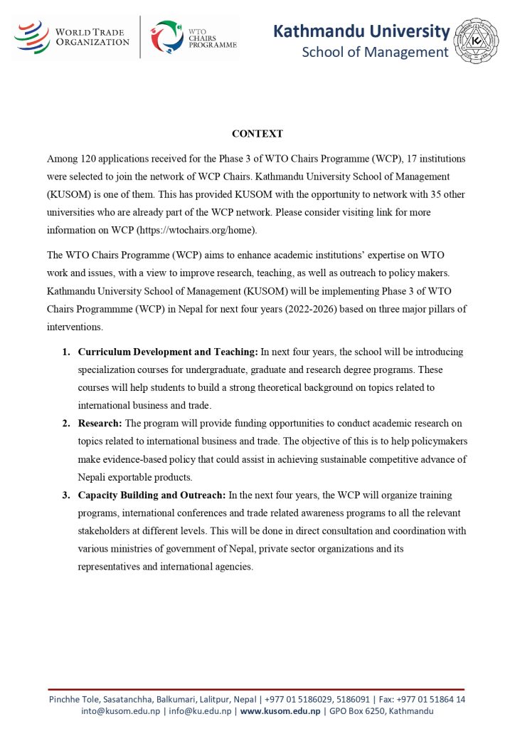 Wto Chairs Programme Wto Chairs Programme Nepal